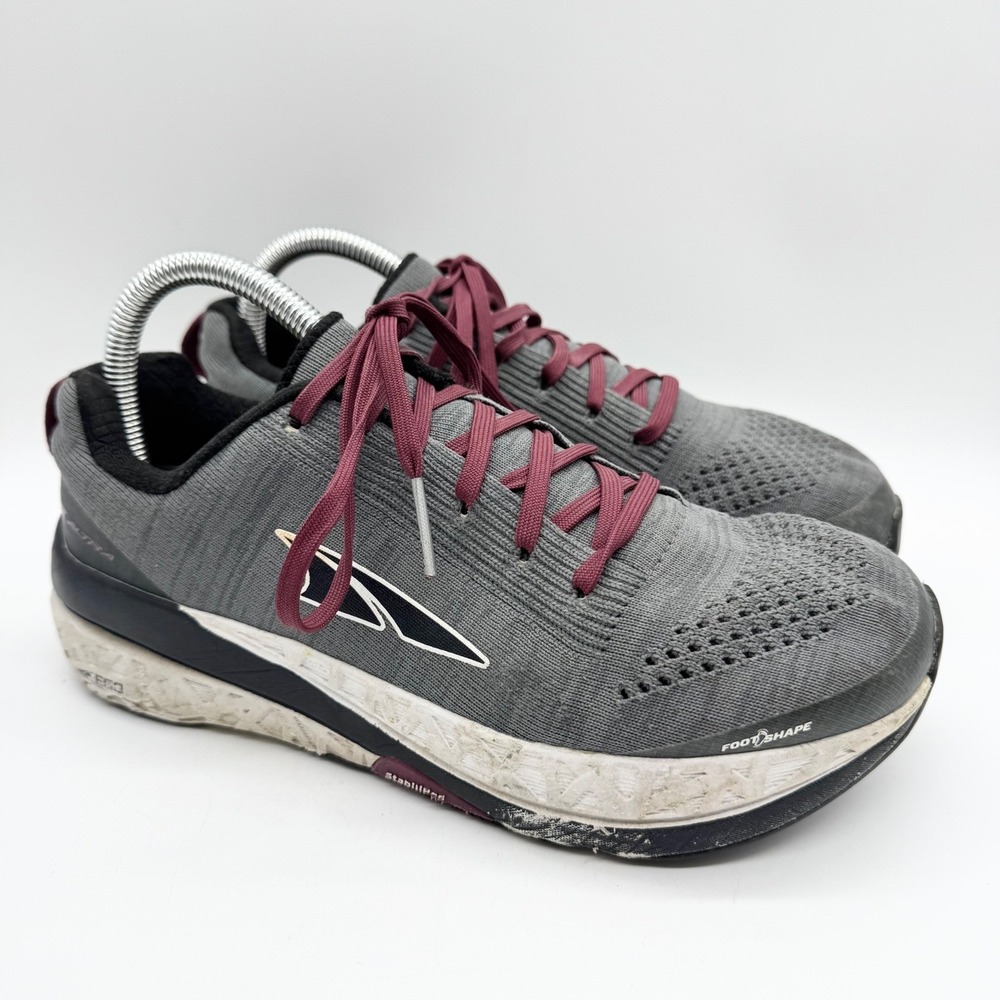 Altra Womens Paradigm 4.5 Running Comfort Shoe Wide Toe Box Grey/Maroon Size 8.5